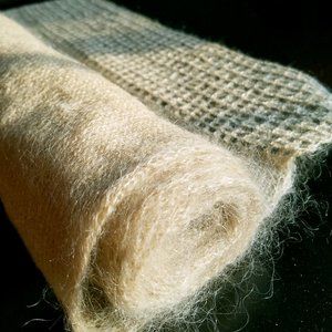 Hand Knit Luxuriously Soft Lightweight Scarf, Latte Beige, New